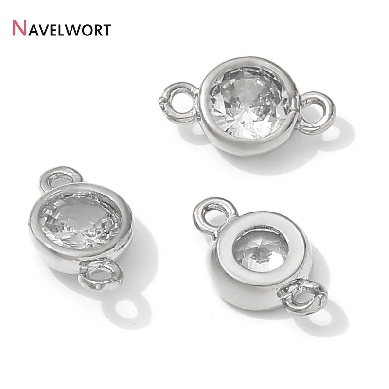 14K Gold Plated Brass With Zircon Round Connector Charms,For Bracelet Necklace Making Accessories,Jewelry Making Materials view 5
