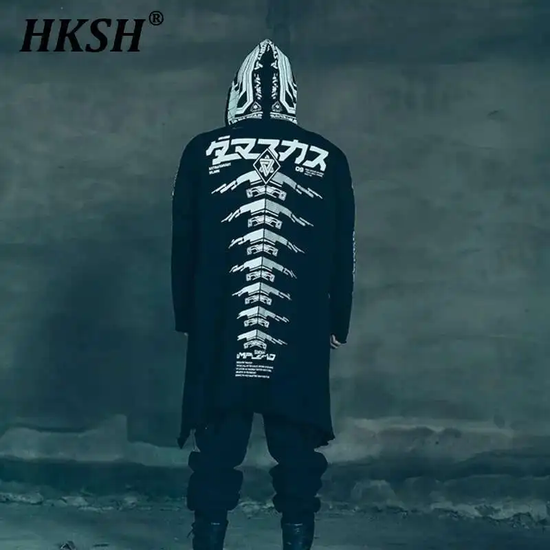 HKSH Spring Autumn New Men's Tide Punk Sweatshirt Long Dark Design Japanese Handsome Gothic Cloak Coats Robe Windbreaker HK0872