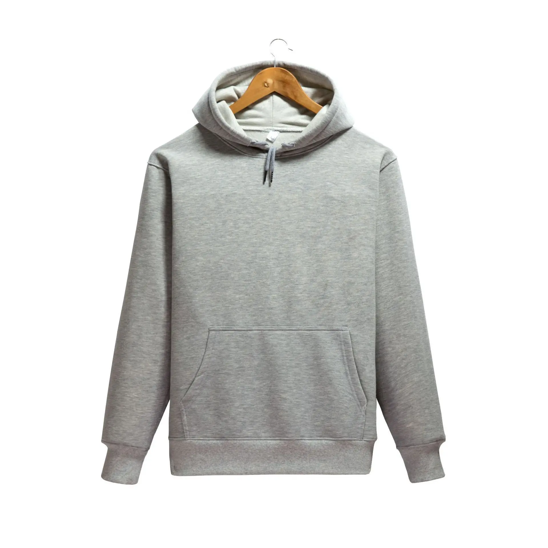 Slim Fit Solid Color Decorative Hoodie Men's Pullover Sweater