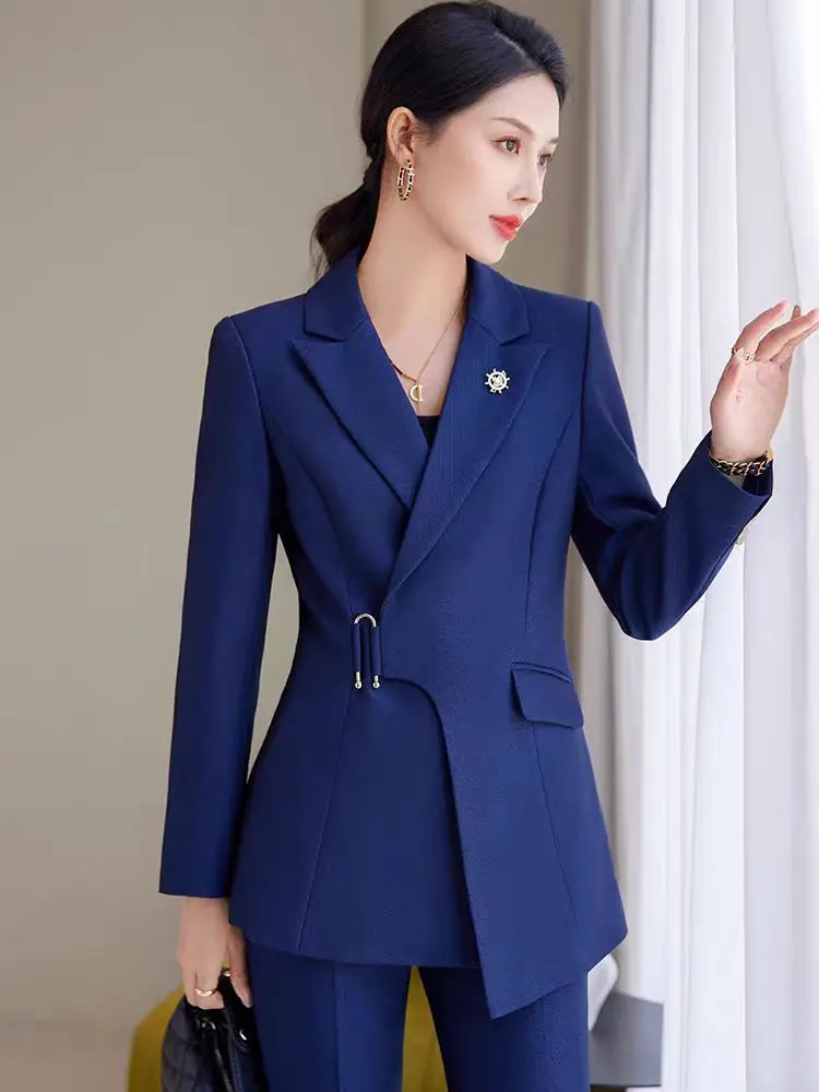 

NAVIU Fashion Women Suit High End Autumn Winter Temperament Slim Long Sleeve Blazer And Pants Office Ladies Work Wear