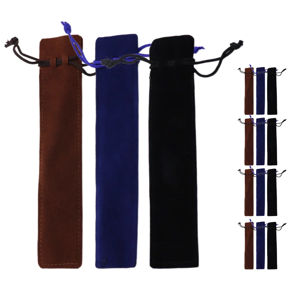 15Pcs Drawstring Pen Pouches Compact Size Protective Sleeve for Writing Instruments Gift Box Container Travel Essential