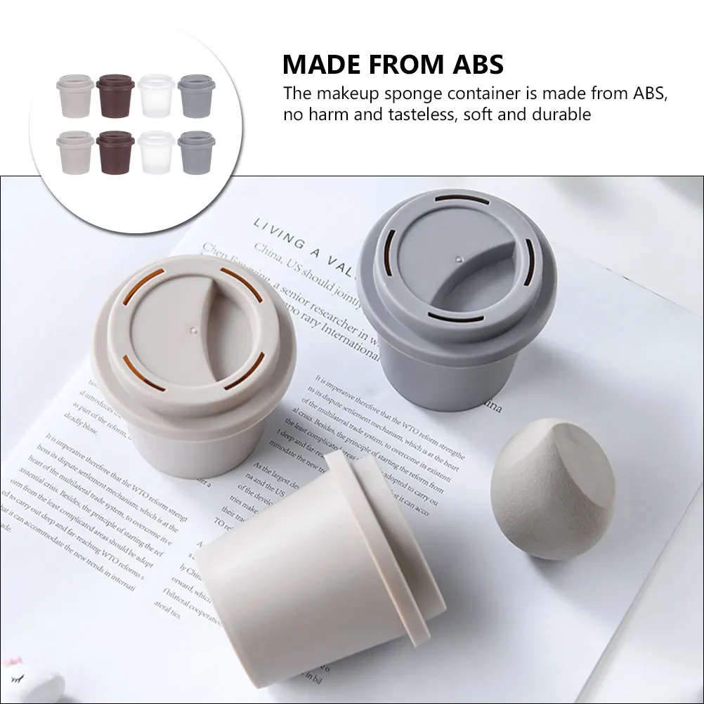 

8pcs Coffee Cup Design Beauty Sponge Box Powder Puff Container Breathable Portable Makeup Sponge Storage Box
