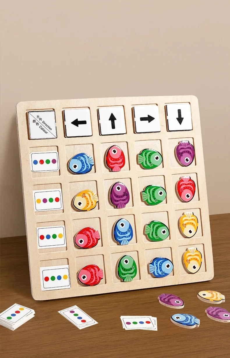 -ألعاب مونتيسوري الخشبية للأطفال، لعبة التدريب على التفكير المنطقي للأطفال، الإدراك الملون، لعبة لوحة المعركة التعليمية