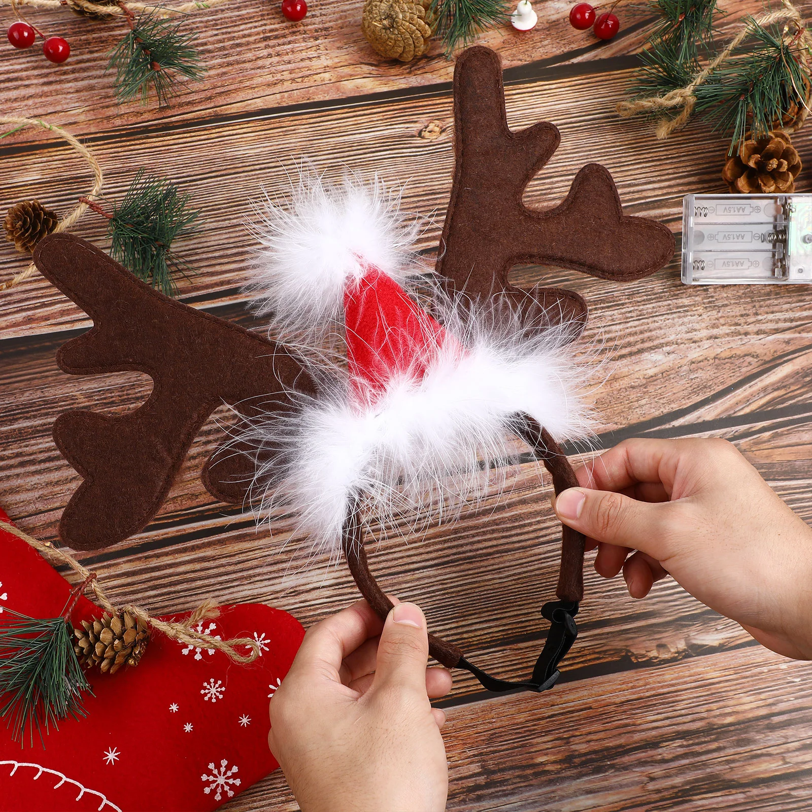 Topi anjing untuk hewan peliharaan anjing besar hiasan kepala Natal ikat kepala rusa besar Antlers pakaian ikat kepala