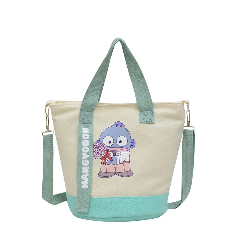 Sanrio Canvas Tote Kuromi Cartoon Handsome Carrying A Commuter Bucket Woman Shoulder Straddle Bag