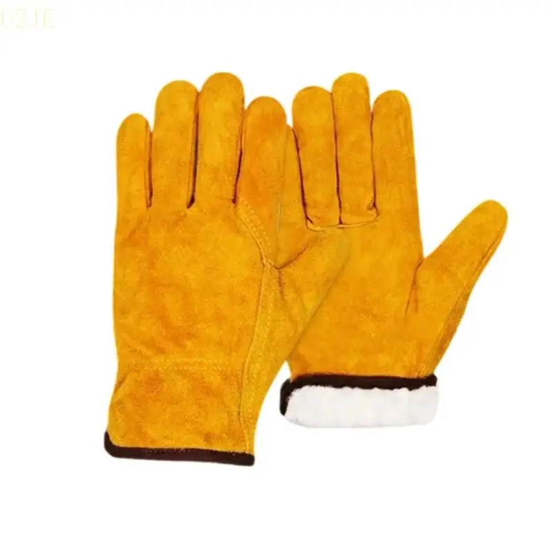 U2JE Comfortable Garden Gloves Wear Resistant Leather Work Gloves Safety Work Gloves