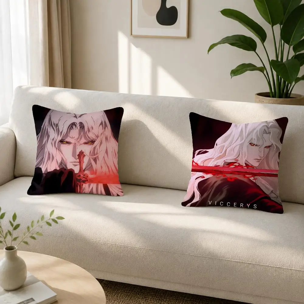 Game Character Castlevania Alucard Cushion Cover Soft Plush Cushion Covers Fluffy Throw Pillow Cases for Sofa Bedroom Home Decor
