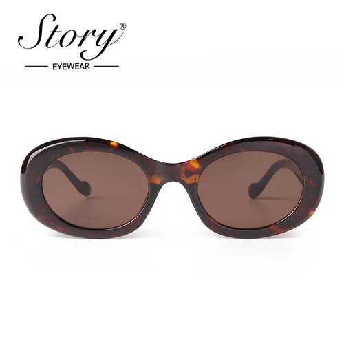 Imagen 2 del producto STORY-gafas de sol redondas de carey Vintage para hombre y mujer, lentes de sol ovaladas con montura de Hawksbill Retro, UV400, S24111, 2024