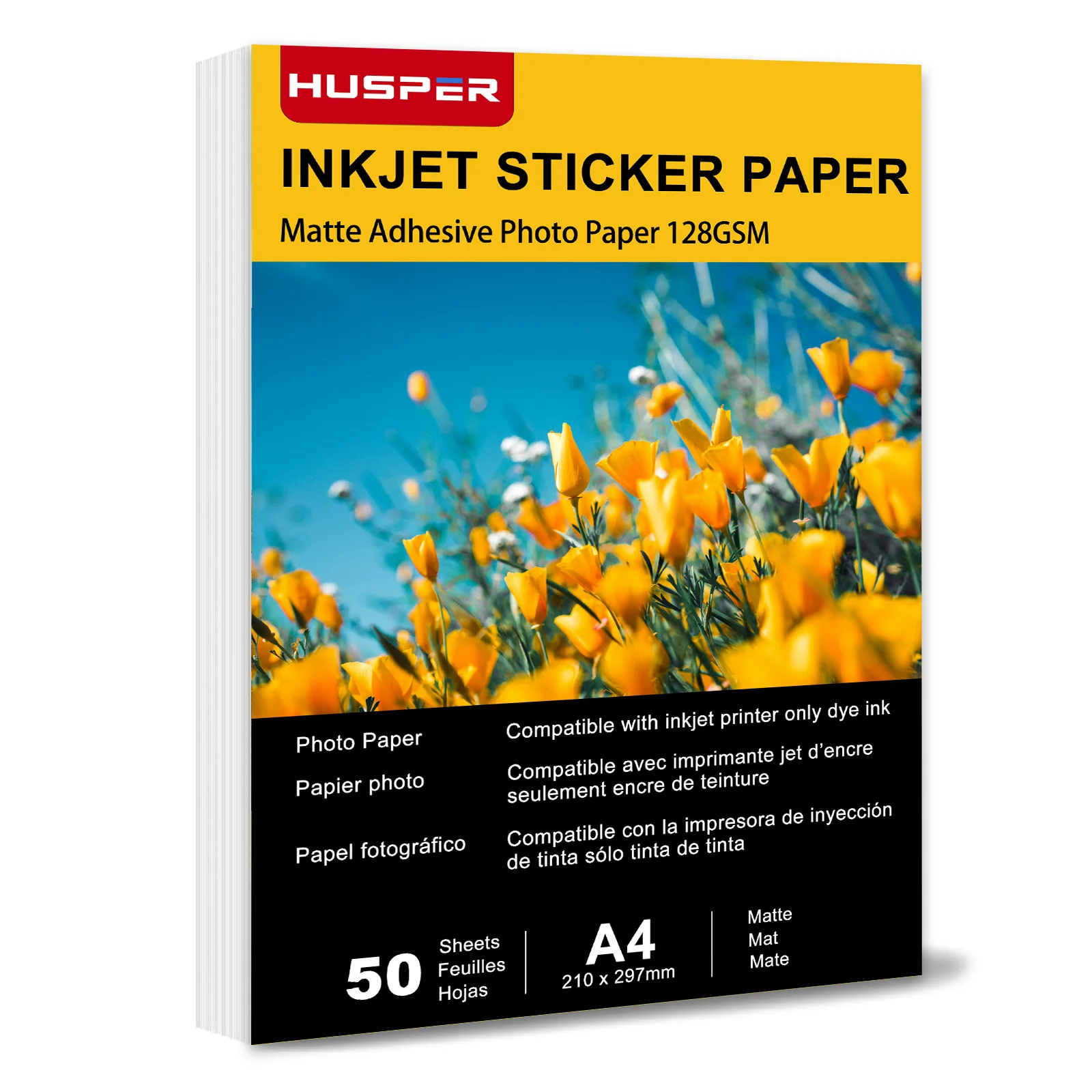 50 hojas A4 pegatinas blancas mate papel fotográfico 128 g/m2 para etiquetas DIY compatibles con impresora de inyección de tinta tamaño 8,3x11,7"