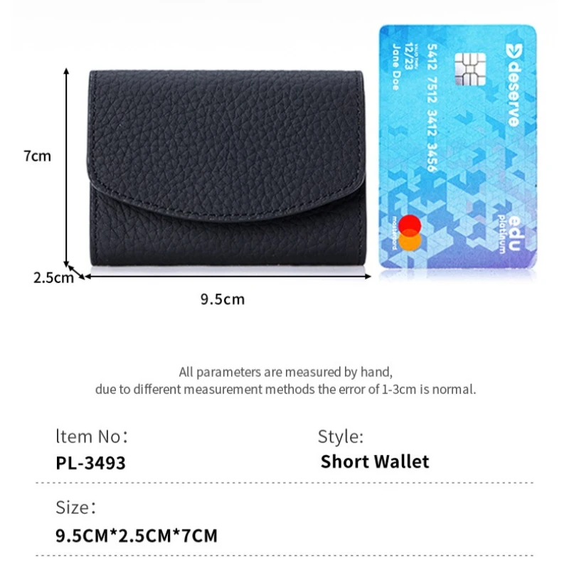 محافظ نسائية من جلد البقر المحبب على الطراز الياباني، محفظة صغيرة قابلة للطي - إغلاق سريع ومنظم محمي من RFID