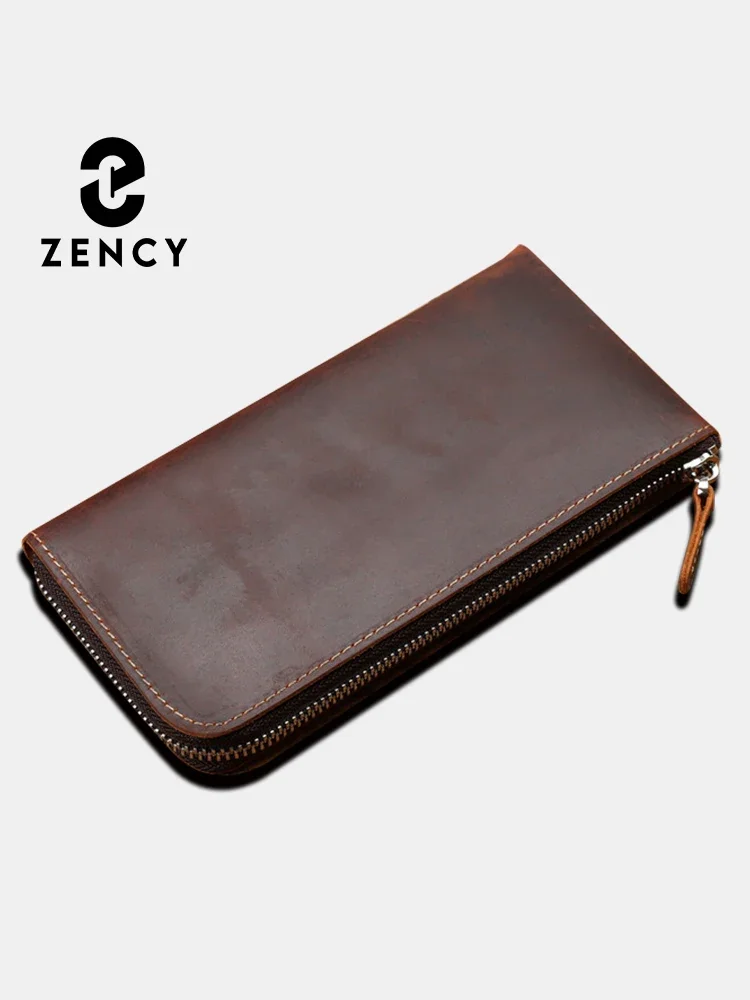 Zency New Genuine Leather Long Wallet Cowhide Clutch Multifunction Multiple Card Slots Holders Bags Coin Bag