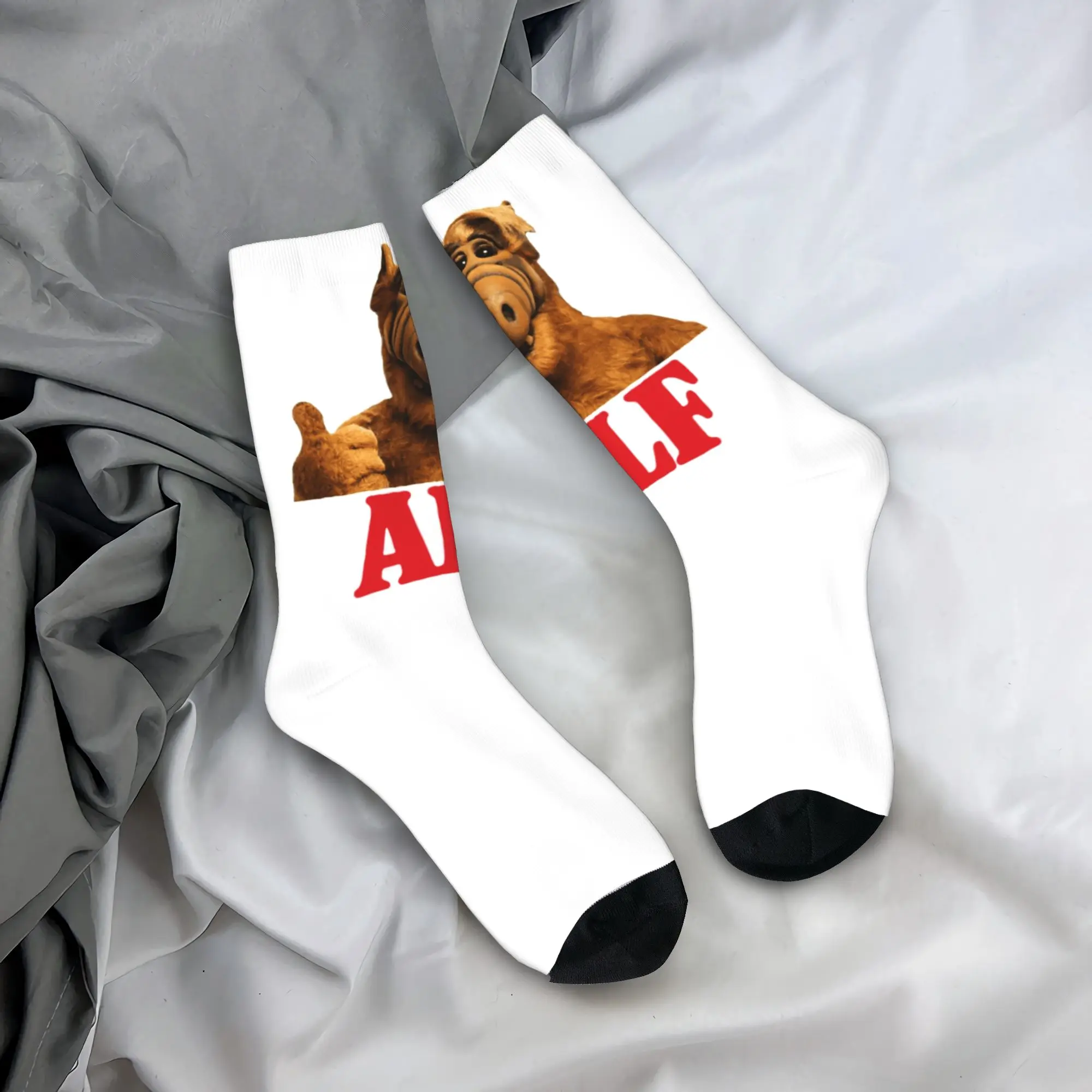 

Custom Cute Men's Alf Thumbs Up Dress Socks Unisex Warm Breathbale 3D Printed Alien Life Form Sci Fi Tv Show Crew Socks