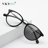 VKYEE, gafas de lectura con diseño de marco redondo geométrico clásico Simple, gafas de lectura antiluz azul, prescripción fotocromática personalizable LS241