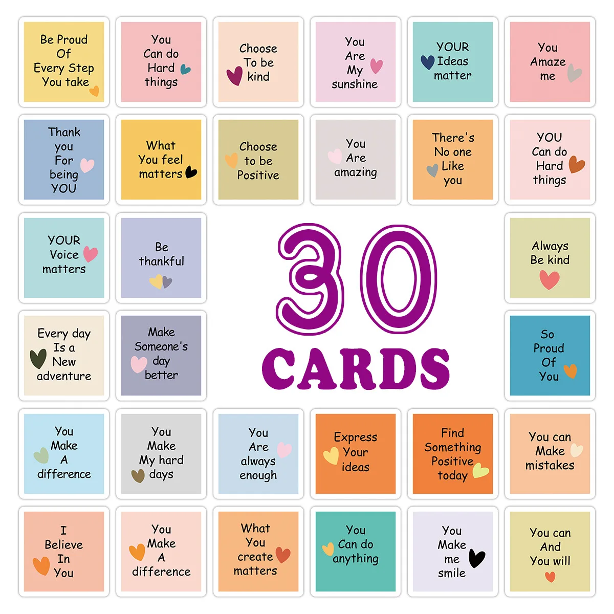 30Pcs English Motivational Lunch Box Cards, Stress Relief Self-Inspiration Cards for Children Students Staff Selling Cross-Borde