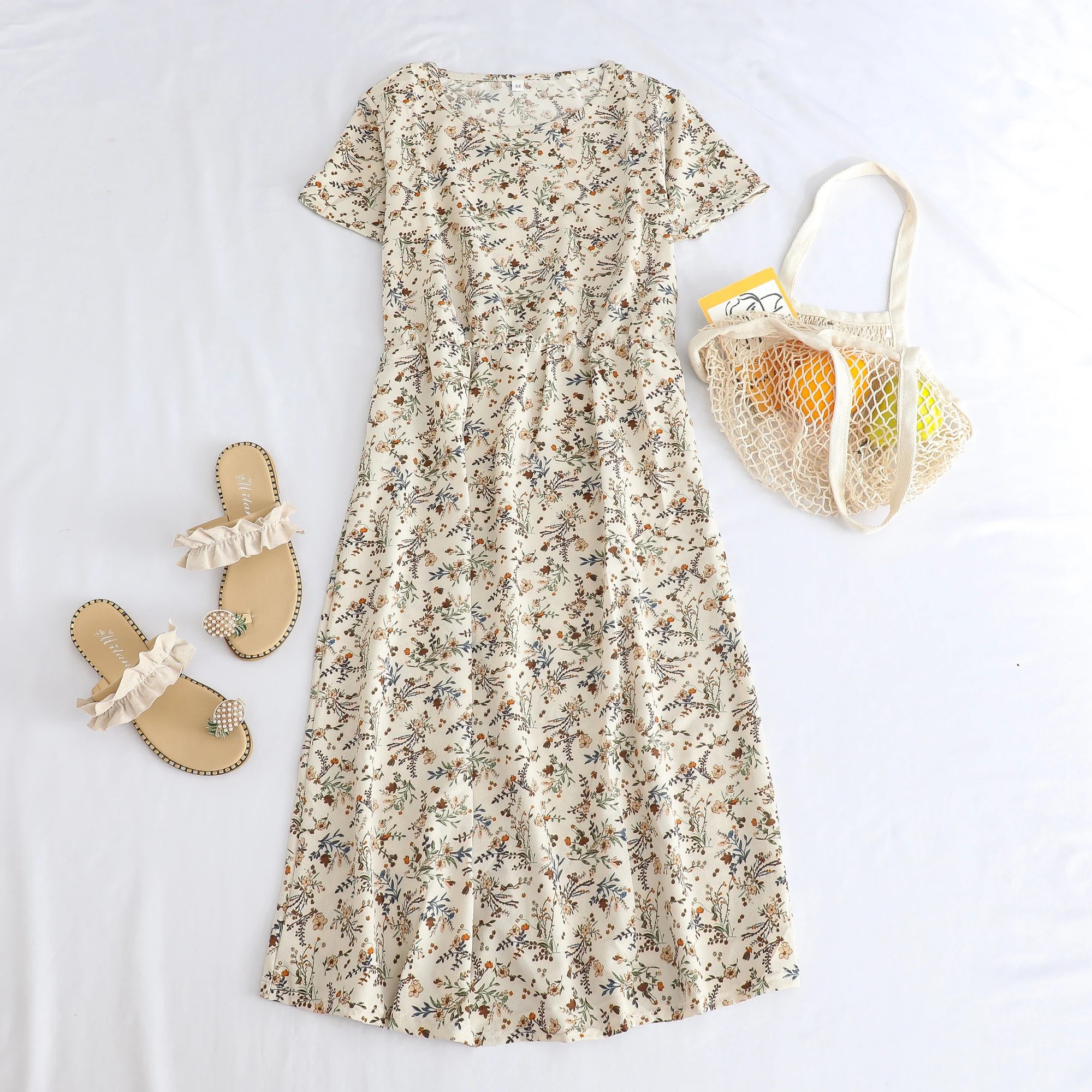 

Повседневная футболка с коротким рукавом для мам среднего и пожилого возраста, модный летний трендовый топ свободного кроя с круглым вырезом, длинное платье