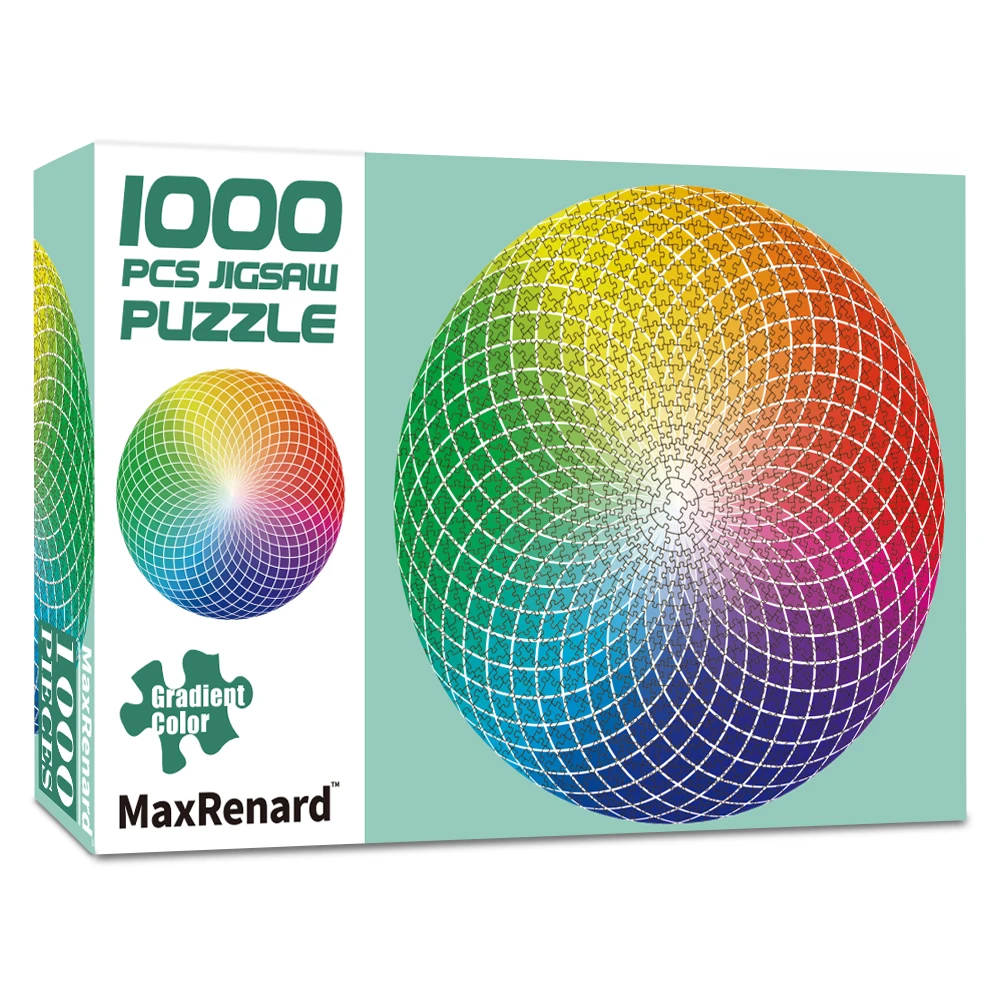 MaxRenard Jigsaw Puzzle 1000 Pieces for Adults Gradient Color Round Rainbow Home Wall Decro Paper Festival present Toy