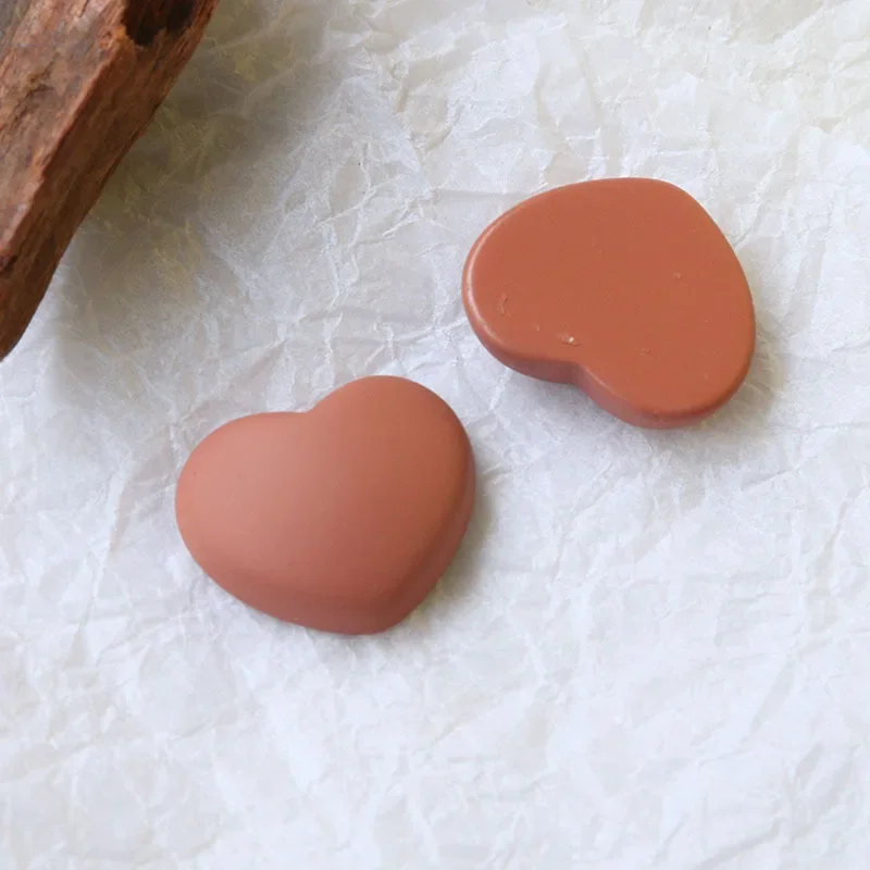 5pcs Korean version retro solid color peach heart flatback cabochon diy resin cool wind earrings headwear hair accessories