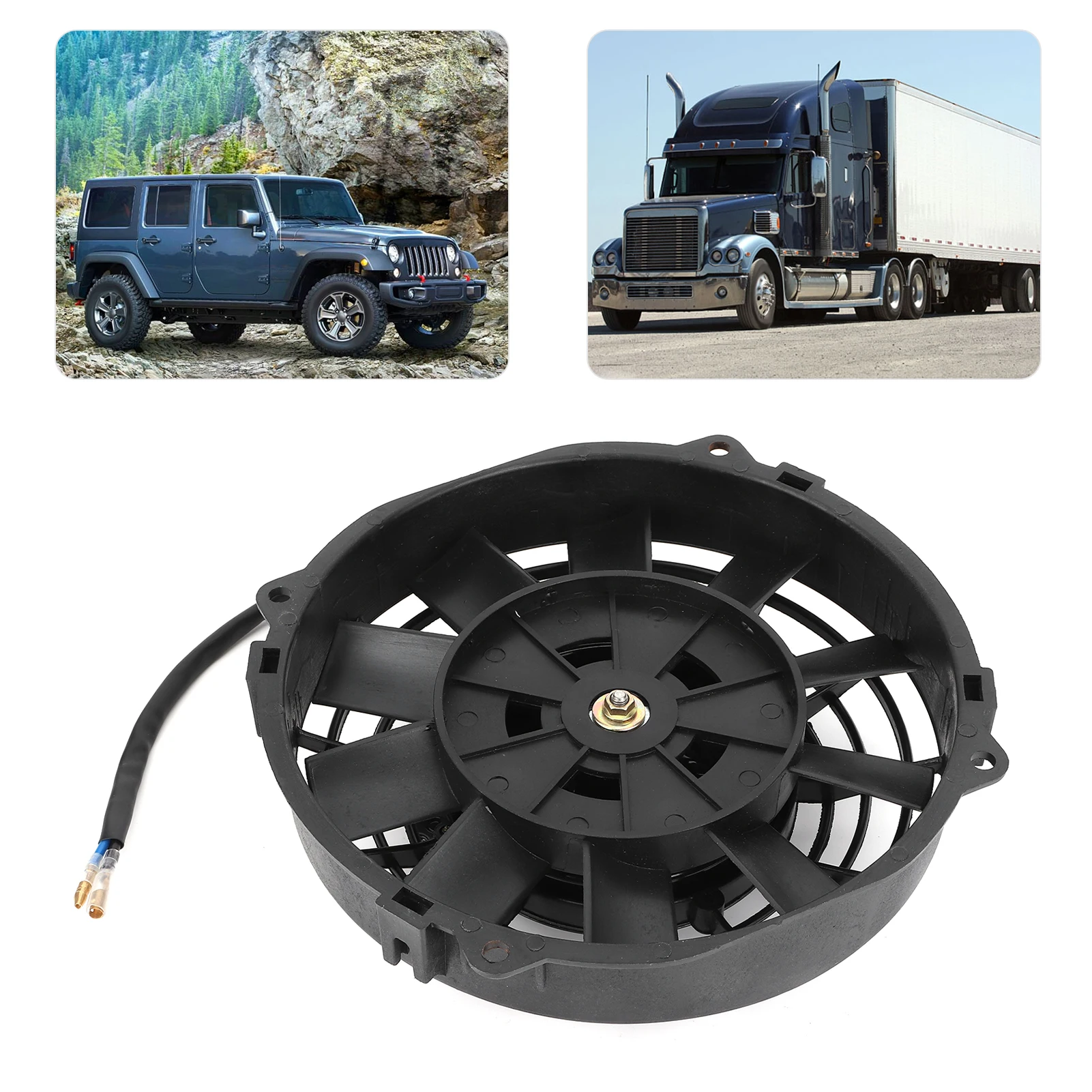 

12V Intercooler Fan, Universal Electric Fan 8in for Radiator Auto Cooling Air Conditioning 10 Blades 12V 80W 2250 RPM