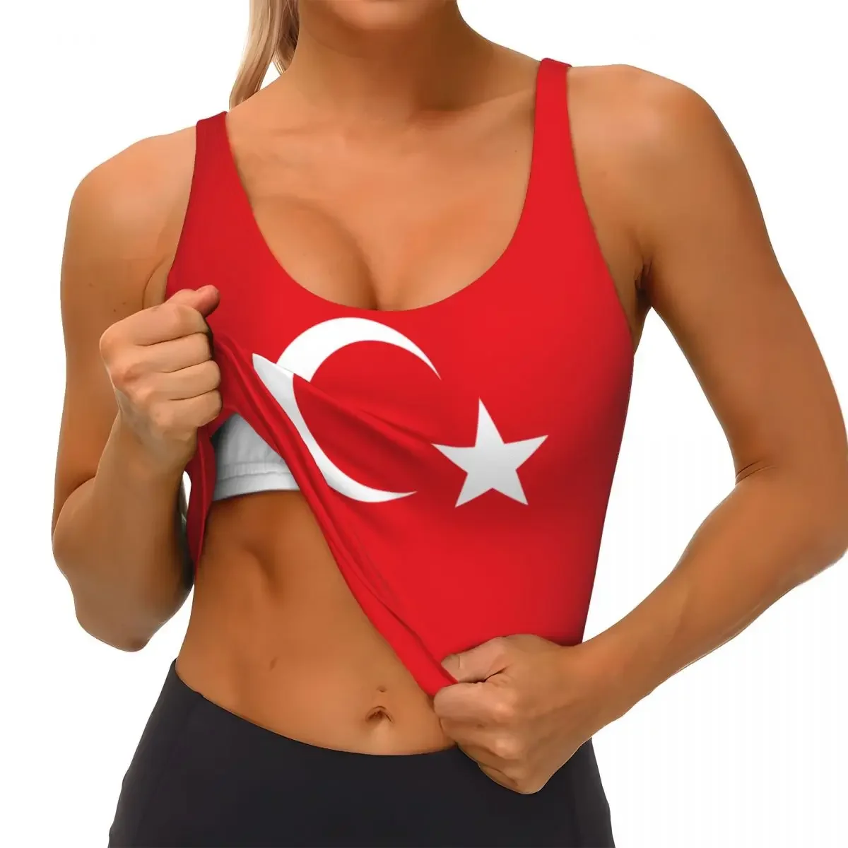 تركيا العلم الأساسية القمم المرأة السامبا مثير الخامس الرقبة اليوغا اللياقة البدنية القمم الرياضية