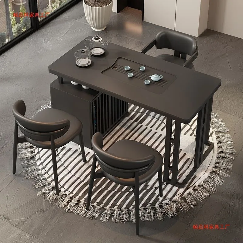Minimalist balcony tea table household small tea table kettle integrated embedded light luxury modern