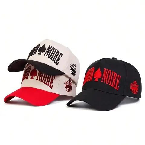 유니섹스 AMOUR NOIRE 스페이드 자수 야구 모자 봄과 가을 야외 조절 캐주얼 모자 선 스크린 모자