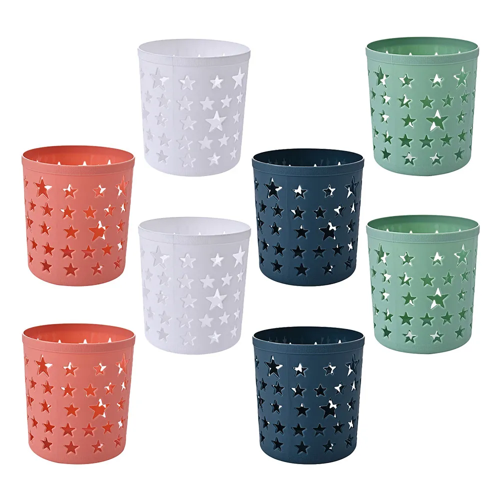 

8Pcs Hollow Pen Holder Multifunctional Plastic Storage Cup Desktop Organizer Matte Texture Vibrant Colors Office Desk