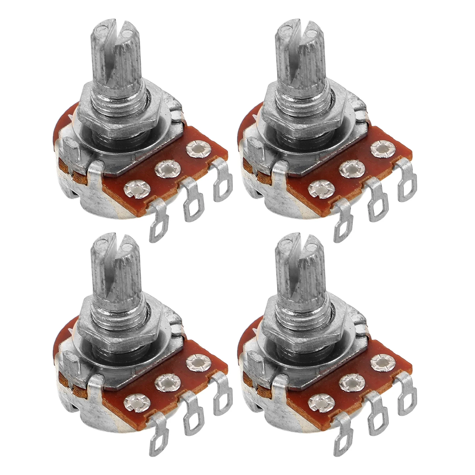 

4pcs Guitar Potentiometer 250k Audio Taper Volume Tone Knobs Short Shaft Electric Guitar Bass Metal Pots Durable Reliable