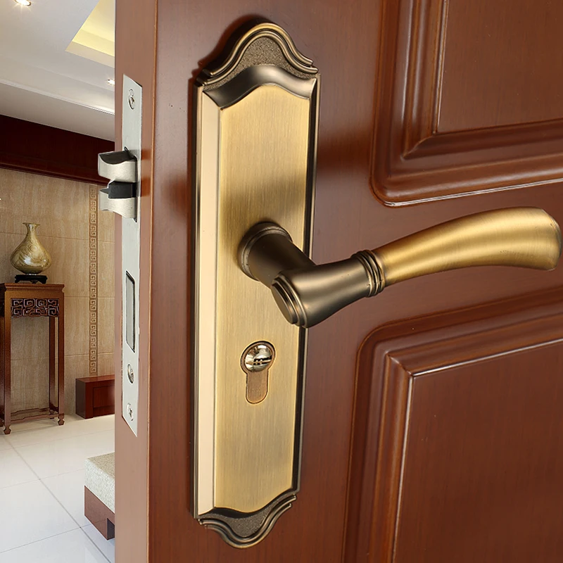 Yy Indoor Silent Bedroom Door Lock Solid Wood Household Universal Handle Door Lock