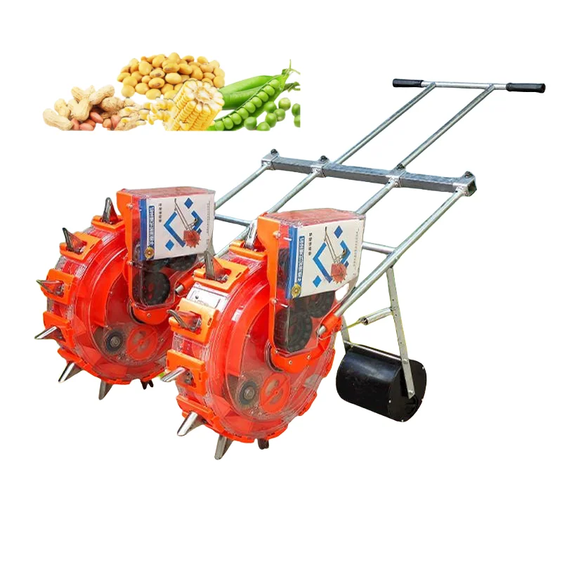 Hand-Pushed Two-Row Corn Soybean Peanut Seed Seeder Adjustable Seeder Agricultural Machinery Tools Maize Seeder Farmer