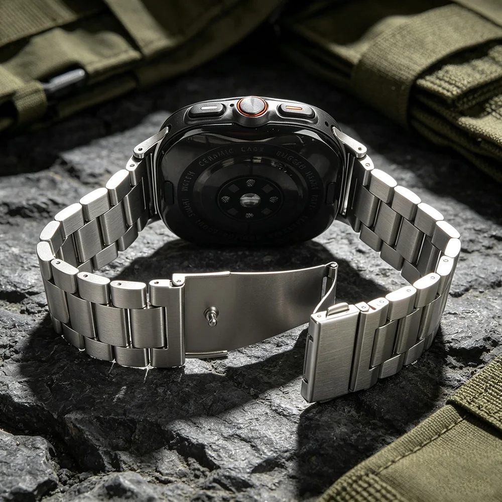 For Samsung Galaxy Watch 8 9 Classic Solid Three Beads Stainless Steel Strap Galaxy 8 9 40/46/47mm Strap Sports Bracelet