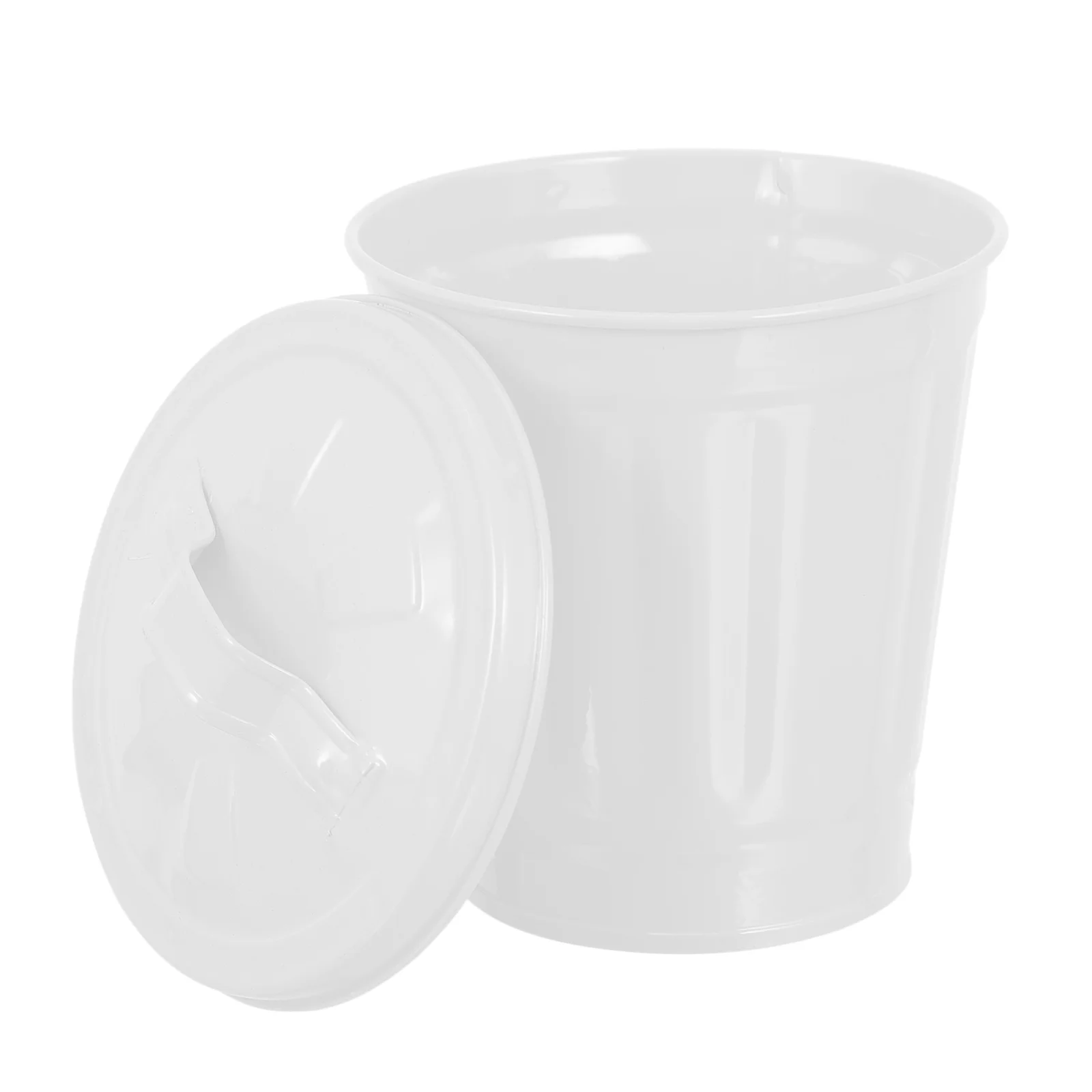 Waste Container with Lid Desktop Garbage Bin Small Storage Basket Metal Trash Can for Table Countertop Flower Pot Office Use