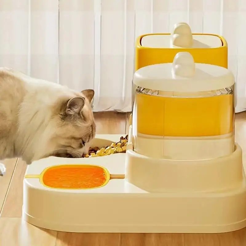 

Cat Food Dispenser Automatic Feeder Cat Dry Food Leak-Proof Bowl Gallon Capacity Waterer For Kitten Puppy Outdoor Travel