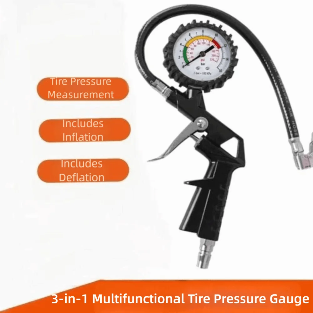 220PSI Tire Air Pressure Inflator 0-16Bar LCD Digital Display Tire Air Pressure Gauge Quick Inflation Multifunctional