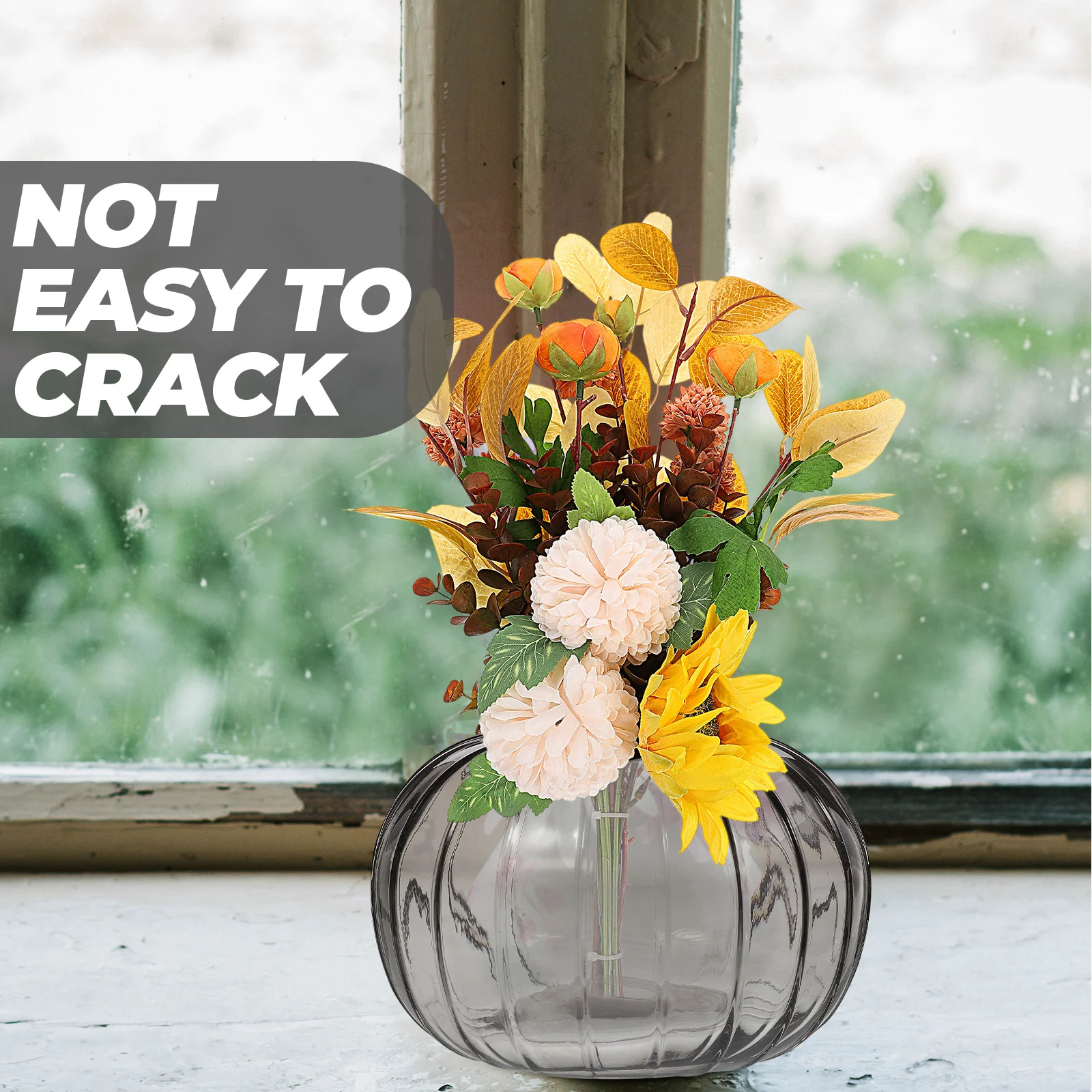 

Pumpkin Shaped Vase Gray Glass Flower Implement Home Decor Simple Elegant Design Nordic Style Dining Table Vessel