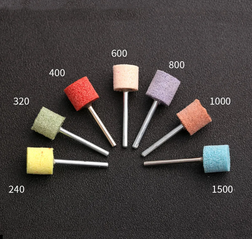 3mm Shank Colour Fiber Wheel Grinding Head Nylon Grinding Head Diameter 14mm For Car Metal Wood Plastic Grit 240 320 400-1500