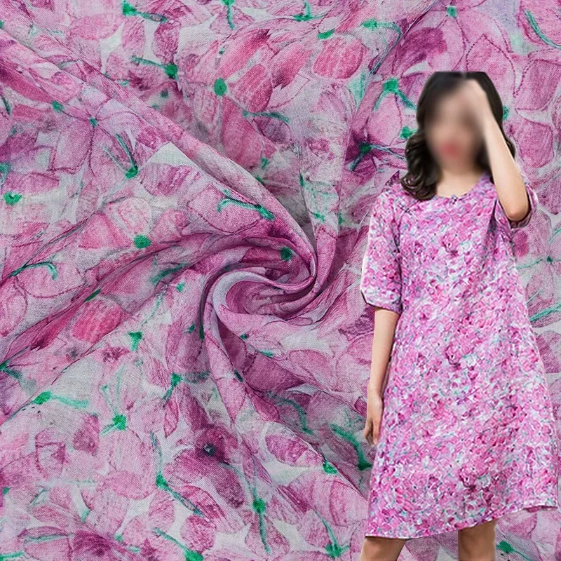 Premium 100% Ramie Fabric Lightweight Breathable Plain Weave Cloth for Women Summer Tops Dress Sewing Projects 