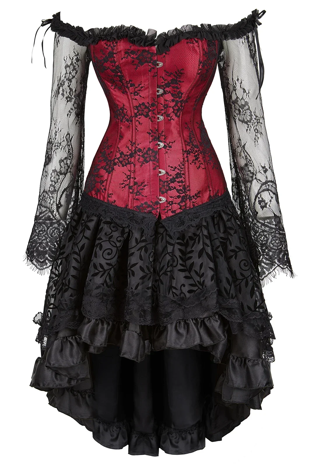 Gothic Corsets Dress Sexy Women's Vintage Breathable Corsage Steampunk Floral Bustier Skirt Halloween Costume Medieval Outfits