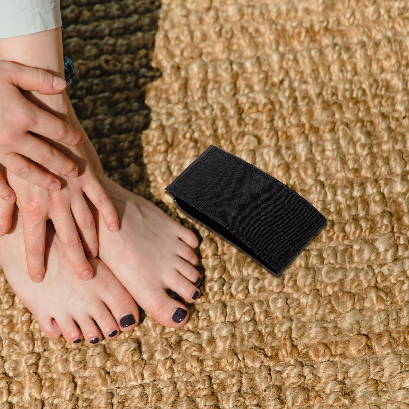 1 Pasang Tali Kaki Senam Ergonomis Nilon yang Dapat Disesuaikan, Tali Pengikat yang Aman untuk Cheerleading, Tumbling, Alat Bantu Pelatihan, Warna Hitam