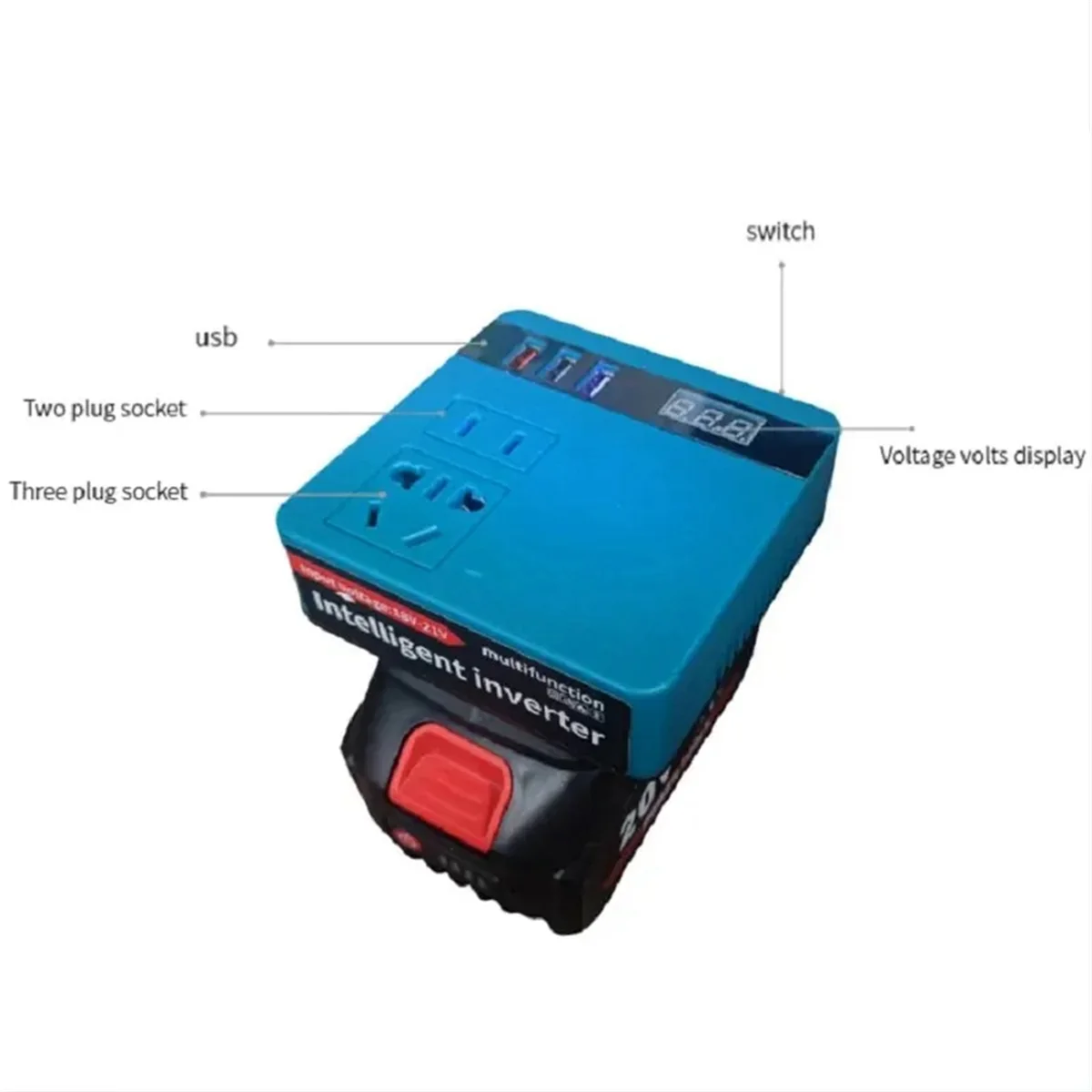 For Makita Lithium Battery Inverter, Electric Tool Battery Inverter AC220V/ DC5V/20V Outdoor Operation Inverter