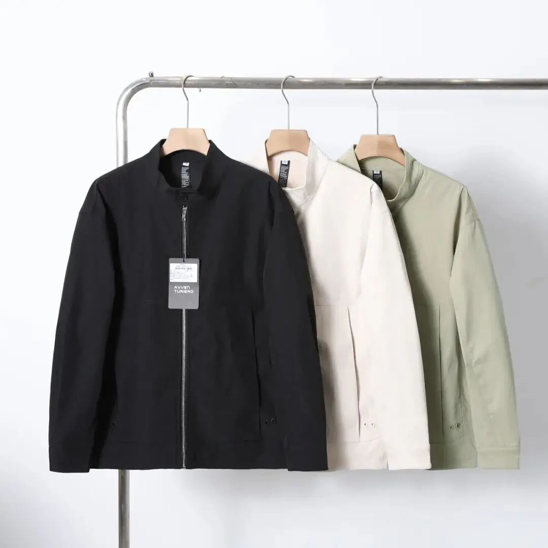 

Italian Sle Men's Casual Harington Jaet Stand Collar Coat Faionable Spring Outerwear Stand Fit Zipper Closure Polyes...