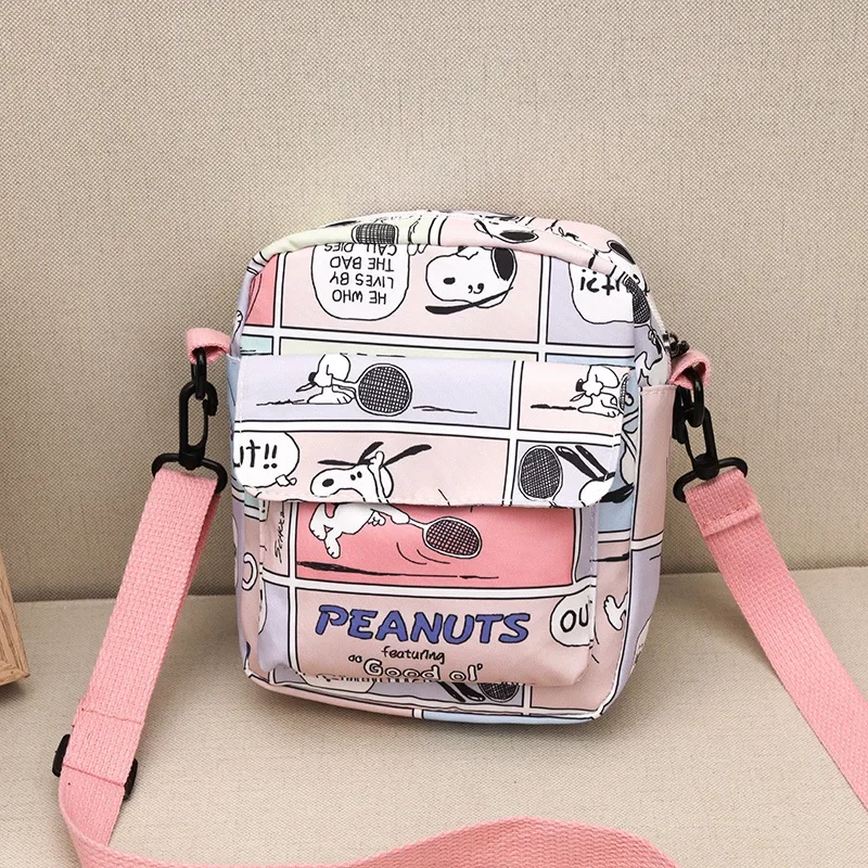 Cartoon Snoopy Canvas Square Shoulder Bag Anime Figure Casual Mini Crossbody Bag Kawaii Fashion Women Handbag for Birthday Gift