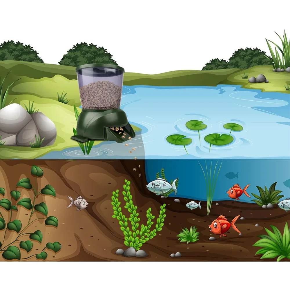 

Pond Automatic Fish Feeder(4.5L),Battery-Powered Timed and Quantitative,for Breeder to Use During Travel Or Poor Quality Weather