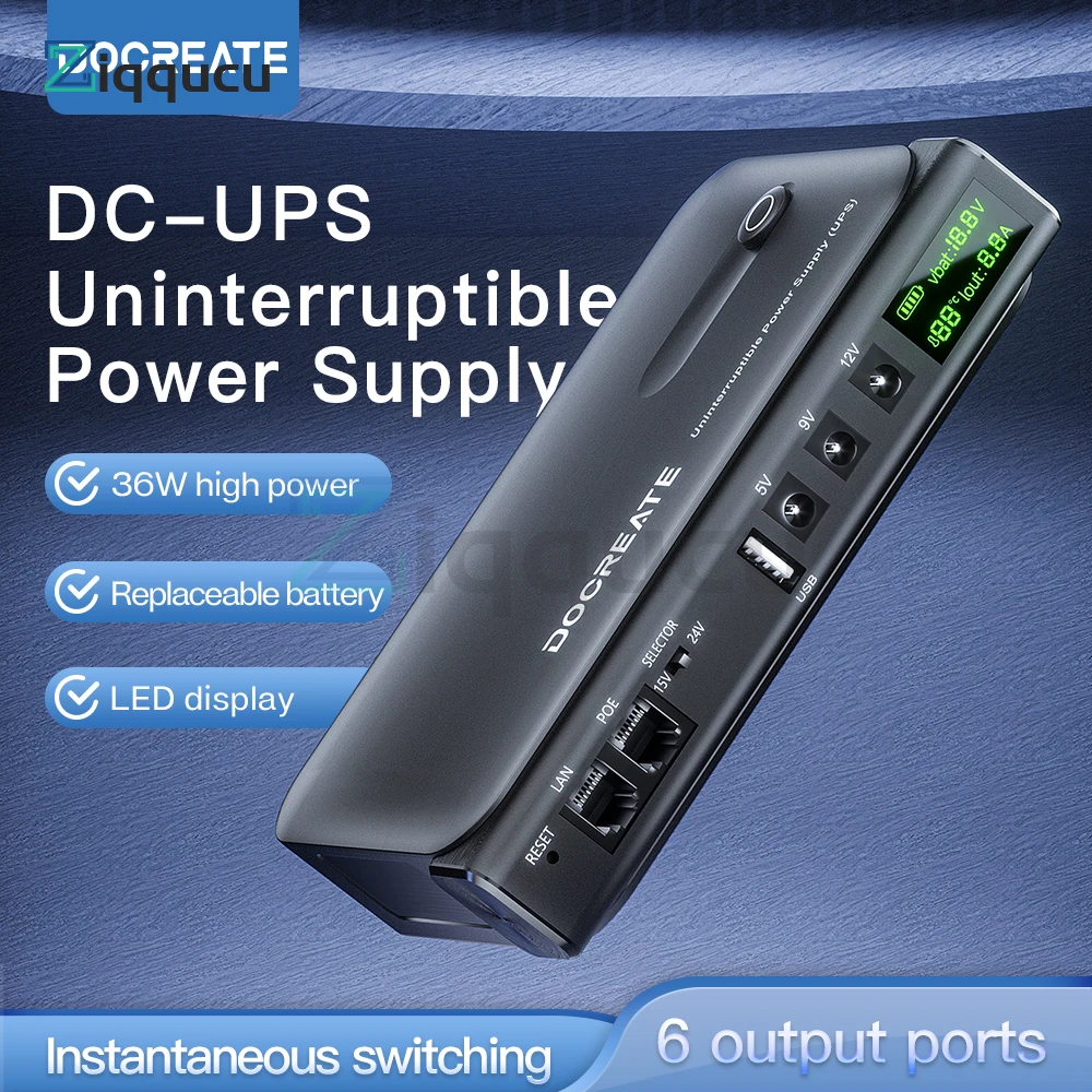 DC1036L 36 واط UPS الرقمية صندوق إمداد الطاقة غير المنقطعة 5 فولت/9 فولت/12 فولت/15 فولت/24 فولت مخرجات متعددة لجهاز التوجيه الأجهزة المنزلية-بدون بطارية #4