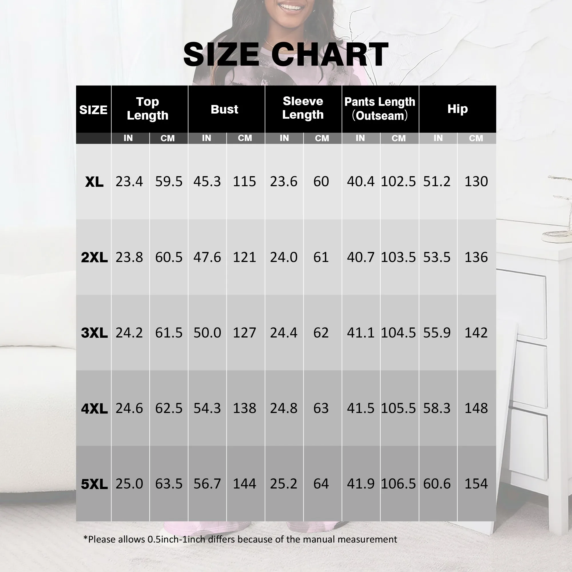 Picture 6: Plus size Women two-piece set with 3D geometric print casual loose round neck long sleeved two-piece set (pocket)