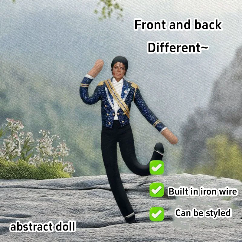 Michael Jackson Biegbare Plüschpuppe mit integriertem Eisendrahtrahmen, bewegliche abstrakte Rat-Jerky-Figur, Fan-Support-Spielzeug, Deko-Geschenk