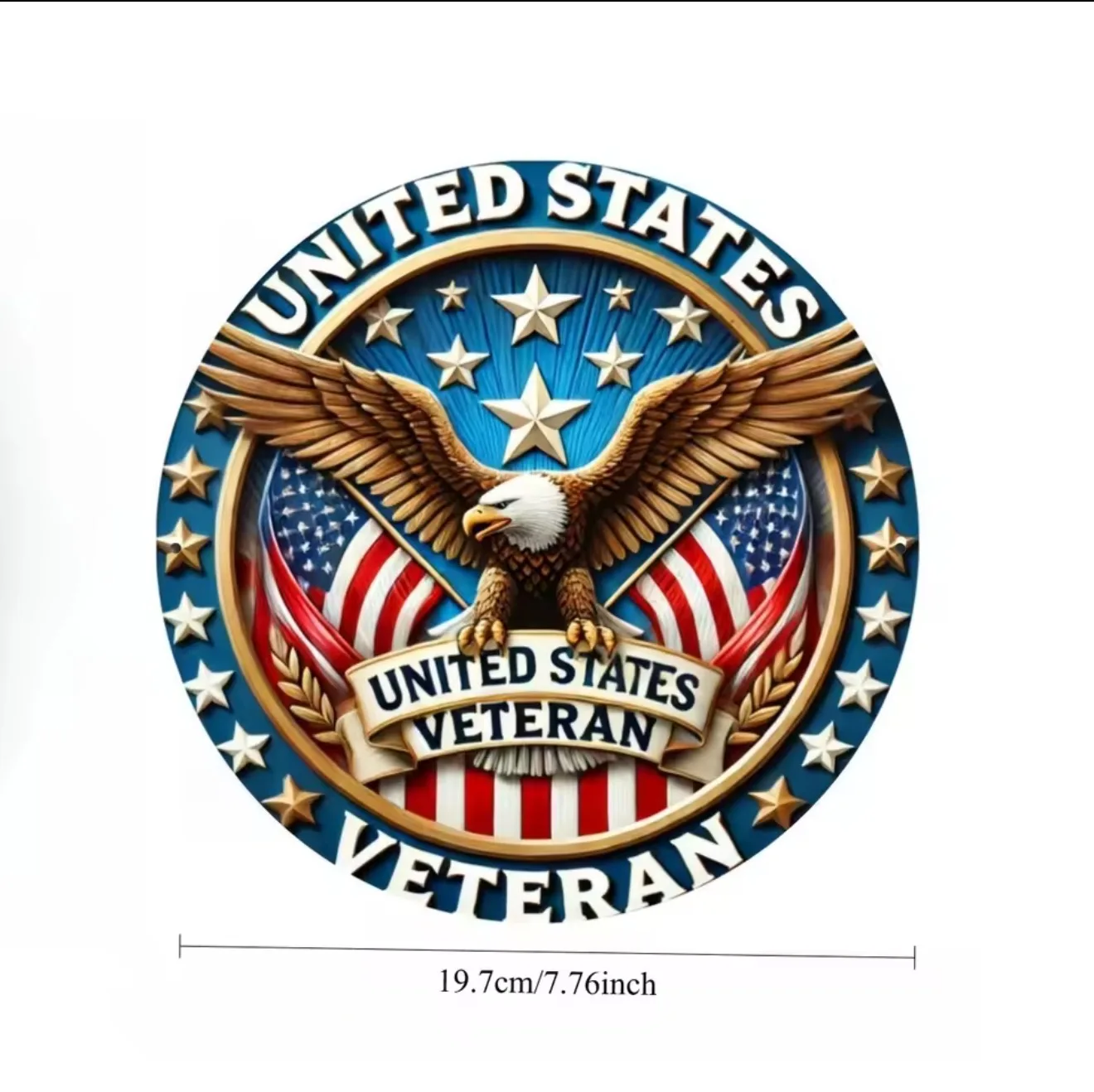 1pc United States Veteran Emblem, Round Iron Sign, Patriotic Eagle and American Flag Wall Decor for Home, Living Room, Doorway