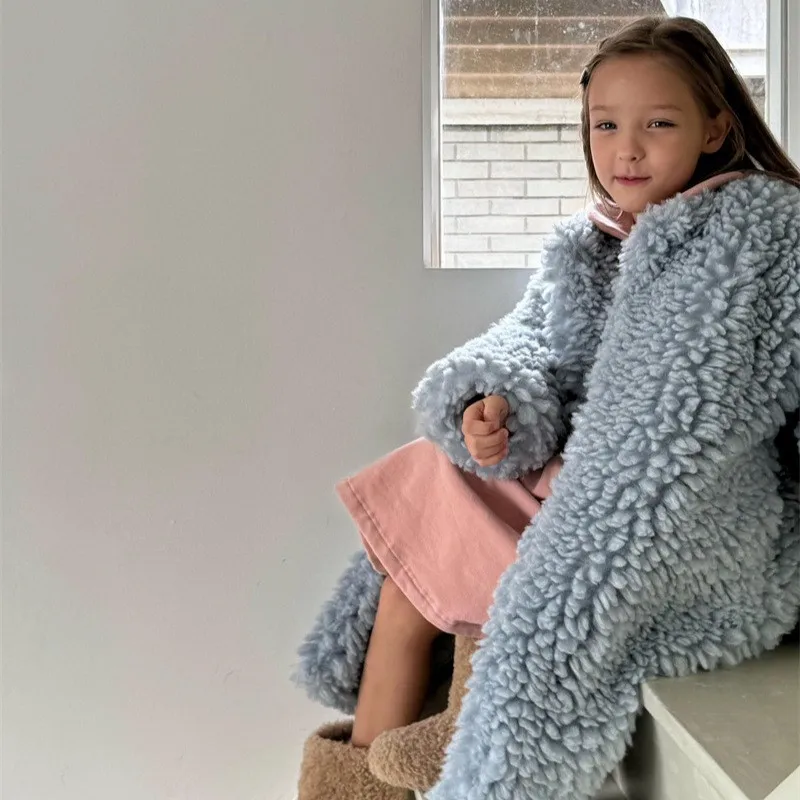 Fashion Baby Girl Long Jacket Sheeplike Infant Toddler Child Warm Lamb Coat Kid Thick Outwear Winter Baby Clothes 1-10Y