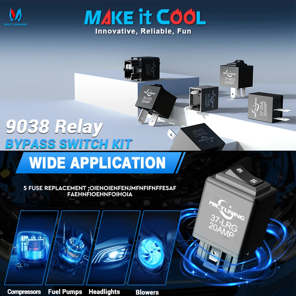 MICTUNING 9038 Relay Bypass Switch Kit Replacement for 9036 9037, Diagnostic Tester Scan Tool for Fuel Pump Lights with  BMW VW