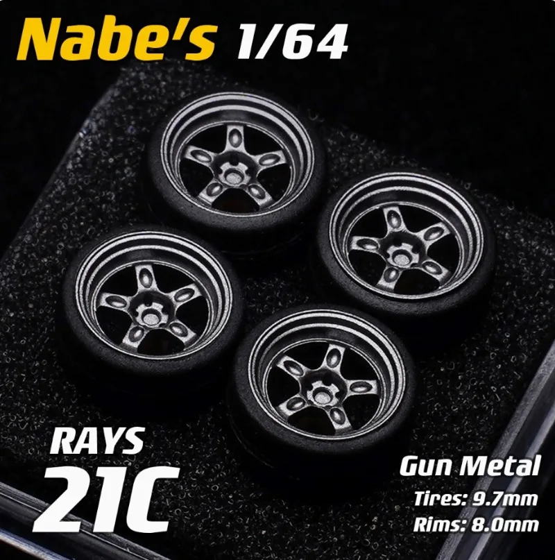 Nabes Chika 1/64 21A/21C/Vsxx/TF1 8.9/9.7mm 자동차 수정 휠 허브 고무 타이어 수지 휠 1:64 정적 모델 자동차에 적합