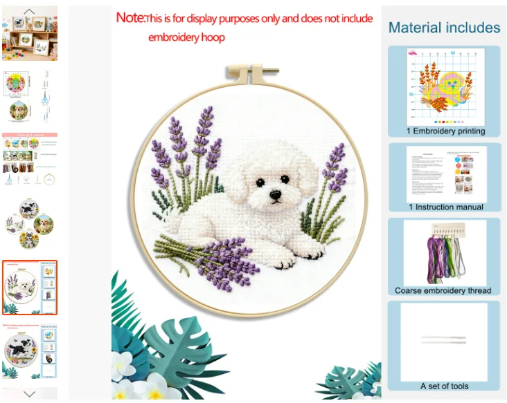Cross-stitch small pieces border collie golden retriever husky teddy dog series fabric handmade needlework English instructions